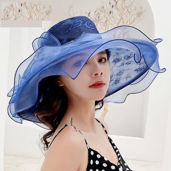 wide brim hats fashion for wome original lace anti-ultraviolet temperament side sun hat all-match summer women, Blue;gray
wide brim hats fashion for wome original lace anti-ultraviolet temperament side sun hat all-match summer women, Blue;gray