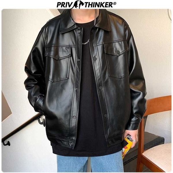 privathinker men spring black soft faux leather jacket mens hip hop jacket leather male oversize streetwear pockets clothes 211118
privathinker men spring black soft faux leather jacket mens hip hop jacket leather male oversize streetwear pockets clothes 211118
