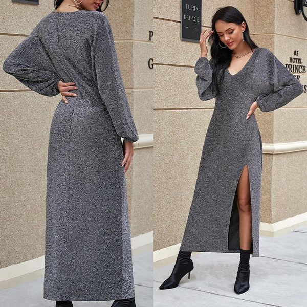 ladies dress for night womens silk split v-neck high elastic fashion long sleeve plus size black casual dresses, Black;gray
ladies dress for night womens silk split v-neck high elastic fashion long sleeve plus size black casual dresses, Black;gray