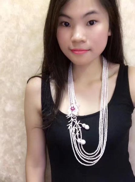 chains 5strands 4-5mm white freshwater pearl micro inlay zircon buckle flower accessories necklace long 75-80cm, Silver
chains 5strands 4-5mm white freshwater pearl micro inlay zircon buckle flower accessories necklace long 75-80cm, Silver
