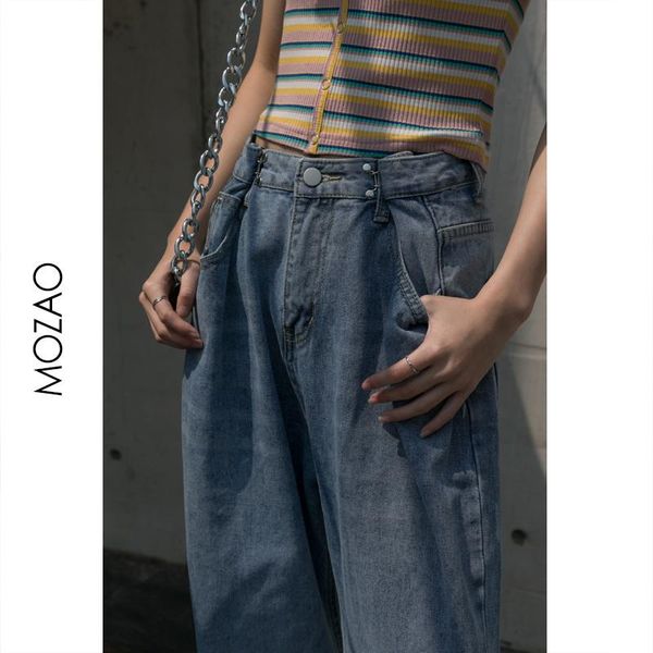 women's jeans mz mop straight loose high waist slimming all-matching wide-leg pants fashion, Blue
women's jeans mz mop straight loose high waist slimming all-matching wide-leg pants fashion, Blue