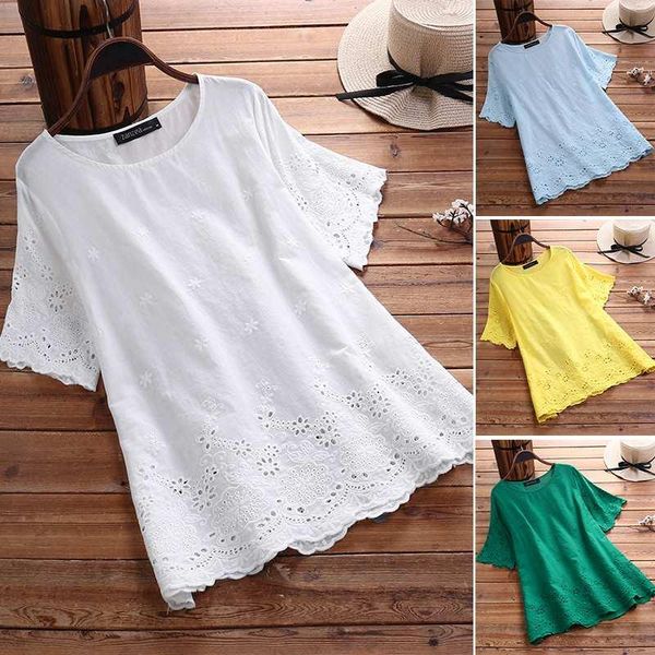 women's blouses & shirts embroidered blouse 2021 zanzea fashion tunic casual hollow chemise female short sleeve blusa oversized solid t, White
women's blouses & shirts embroidered blouse 2021 zanzea fashion tunic casual hollow chemise female short sleeve blusa oversized solid t, White