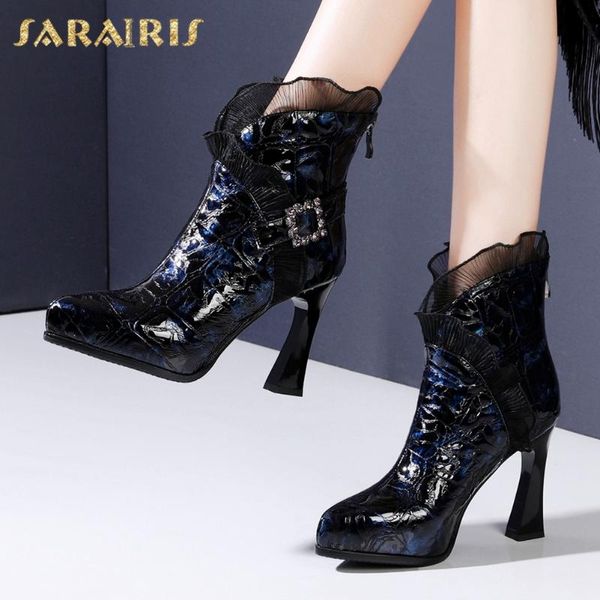 boots sarairis 2021 arrivals high heels ankle waterproof pointed lace crystal genuine leather woman shoes, Black
boots sarairis 2021 arrivals high heels ankle waterproof pointed lace crystal genuine leather woman shoes, Black