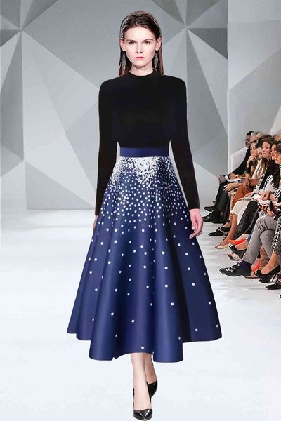 foreign style autumn and winter suit 2021 slim bottomed sweater + fashion printed large swing skirt, Black;gray
foreign style autumn and winter suit 2021 slim bottomed sweater + fashion printed large swing skirt, Black;gray