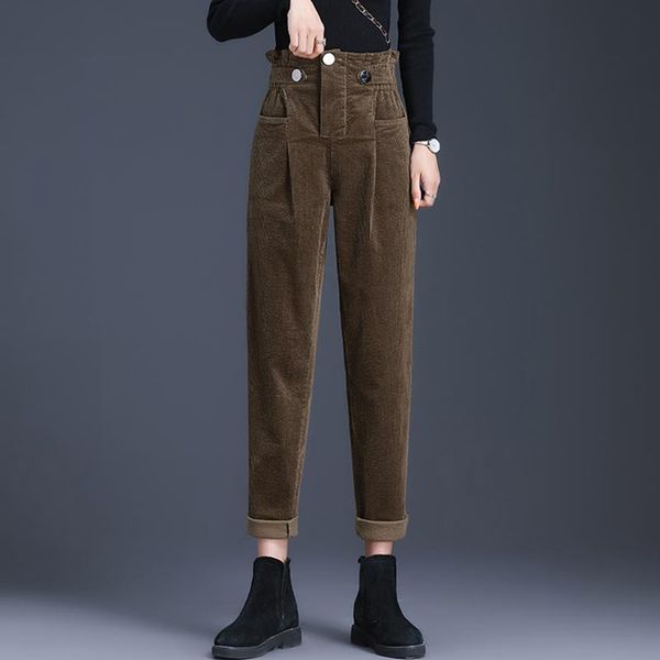 autumn pleated buttons women corduroy half elastic waist high ankle length pants female pull up korean casual harem women's & capris, Black;white
autumn pleated buttons women corduroy half elastic waist high ankle length pants female pull up korean casual harem women's & capris, Black;white