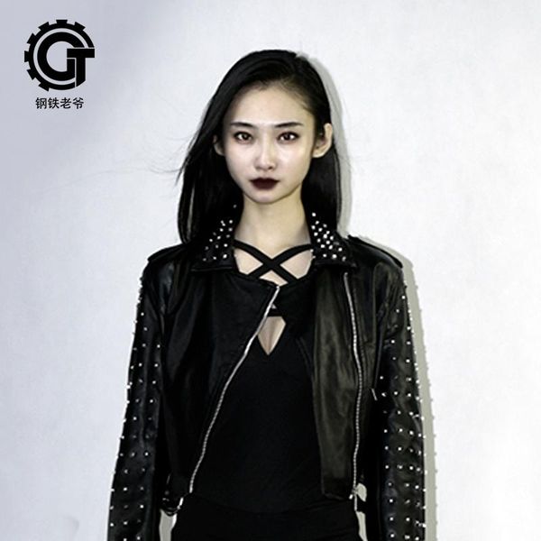 women's jackets punk rock jacket women leather coat short long sleeve beads zipper turn down collar vintage, Black;brown
women's jackets punk rock jacket women leather coat short long sleeve beads zipper turn down collar vintage, Black;brown