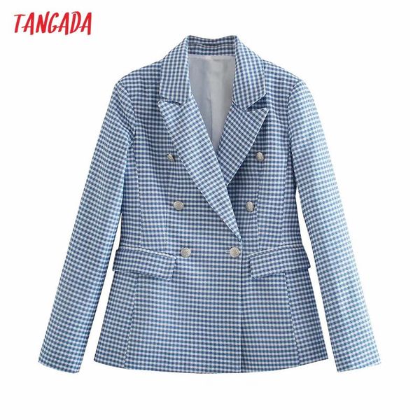 tangada women blue plaid print blazer coat vintage double breasted long sleeve female outerwear chic 4m45 women's suits & blazers, White;black
tangada women blue plaid print blazer coat vintage double breasted long sleeve female outerwear chic 4m45 women's suits & blazers, White;black