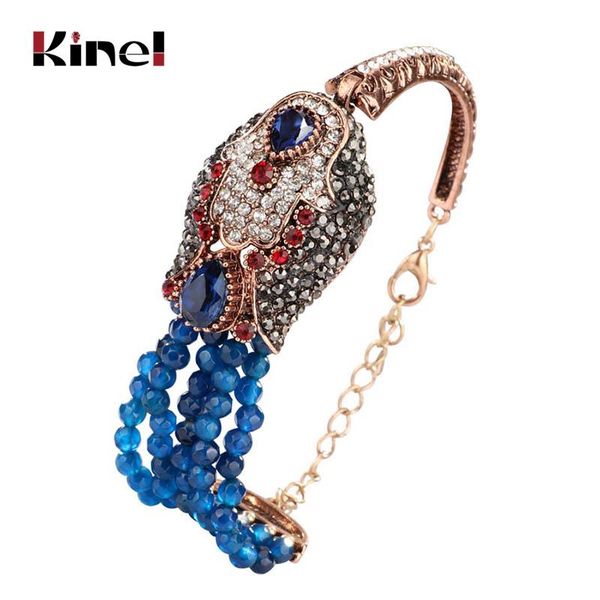 kinel natural stone crystal beads bracelet for women antique gold covered with blue punk rock gift link, chain, Black
kinel natural stone crystal beads bracelet for women antique gold covered with blue punk rock gift link, chain, Black