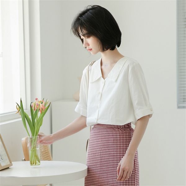 cotton vintage white shirt female oversize women short sleeve girls blouse summer plus size blouses femme blusas 210423
cotton vintage white shirt female oversize women short sleeve girls blouse summer plus size blouses femme blusas 210423