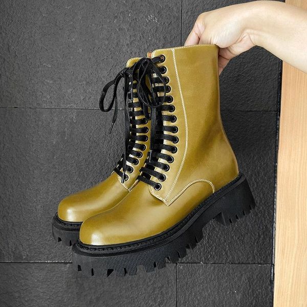 boots thick bottom 4 cm heel cow leather platform shoes round toe cross-tied women high street footwear, Black
boots thick bottom 4 cm heel cow leather platform shoes round toe cross-tied women high street footwear, Black