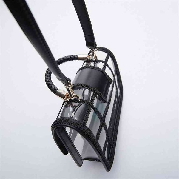 za women's 2021 new brand black transparent lace leather plastic fashion versatile one shoulder portable cross bag
za women's 2021 new brand black transparent lace leather plastic fashion versatile one shoulder portable cross bag