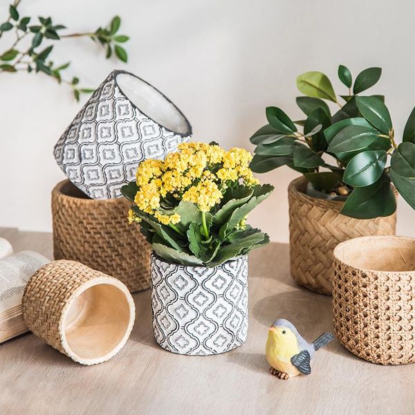vases individual creativity weaving cement flowerpot northern europe simple straw rattan set pot bamboo large flower vase
vases individual creativity weaving cement flowerpot northern europe simple straw rattan set pot bamboo large flower vase