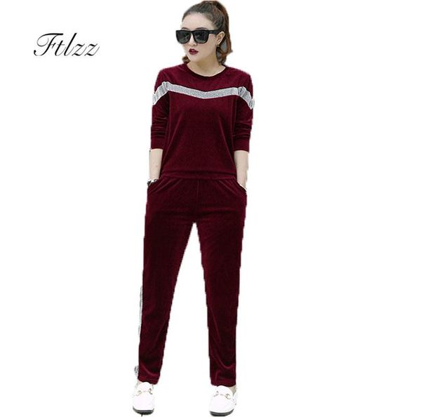 women's two piece pants velvet sportsuit 2021 autumn fashion women slim tshirt and long pant suits woman causal plus size pcss set trac, White
women's two piece pants velvet sportsuit 2021 autumn fashion women slim tshirt and long pant suits woman causal plus size pcss set trac, White