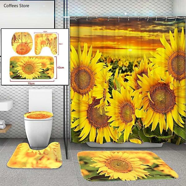 4pcs/set sunflower butterfly print shower curtain waterproof bathroom toilet cover mat non-slip rug set bathtub decor curtains
4pcs/set sunflower butterfly print shower curtain waterproof bathroom toilet cover mat non-slip rug set bathtub decor curtains