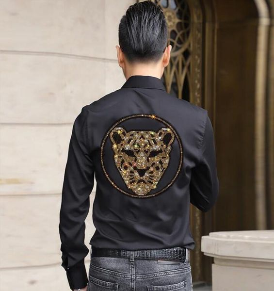 men's casual shirts drill men designer shirt long sleeve fashion black and white mens drop, White;black
men's casual shirts drill men designer shirt long sleeve fashion black and white mens drop, White;black