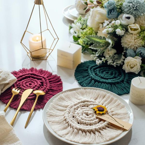 hand-woven macrame round tassels placemats table pads heat-insulating antiskid coffee drink tea cup coasters restaurant decor mats &
hand-woven macrame round tassels placemats table pads heat-insulating antiskid coffee drink tea cup coasters restaurant decor mats &