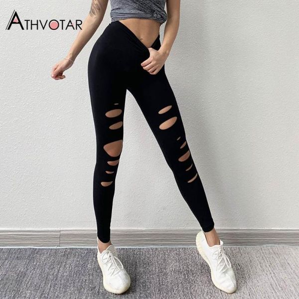 women's leggings high waist hole fitness women stretchy outdoor running slim workout sports, Black
women's leggings high waist hole fitness women stretchy outdoor running slim workout sports, Black