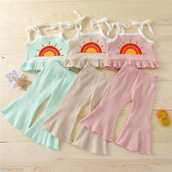 clothing sets fashion girls outfit suit sweet style sun printing flouncing sleeveless suspender + solid color bell-bottomed pants cloth, White
clothing sets fashion girls outfit suit sweet style sun printing flouncing sleeveless suspender + solid color bell-bottomed pants cloth, White