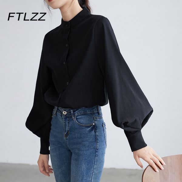 women vintage lantern sleeve blouse spring autumn long slim stand colsr shirts woman 210602, White
women vintage lantern sleeve blouse spring autumn long slim stand colsr shirts woman 210602, White