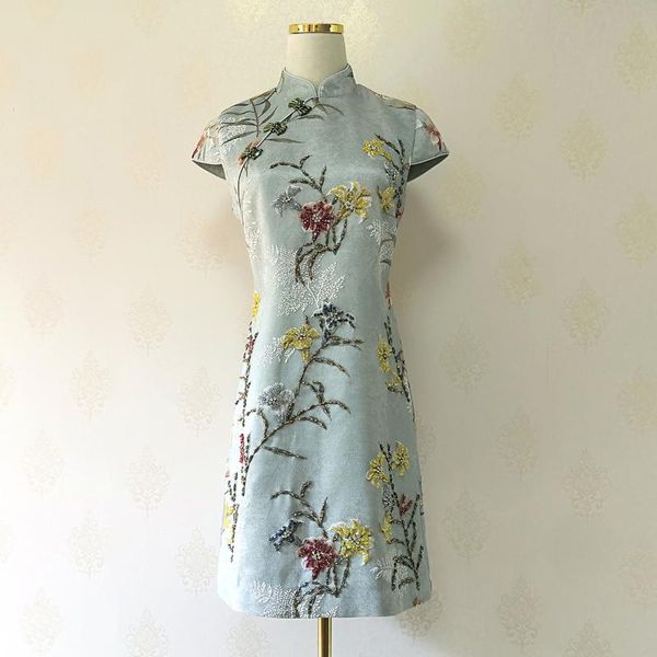 designer fashion women cheongsam dress luxury slim beading dimaonds sequined flower jacquard elegant mini casual dresses, Black;gray
designer fashion women cheongsam dress luxury slim beading dimaonds sequined flower jacquard elegant mini casual dresses, Black;gray