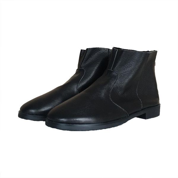 boots female shoes ankle for women woman winter platform low heel zip solid 2021 fashion, Black