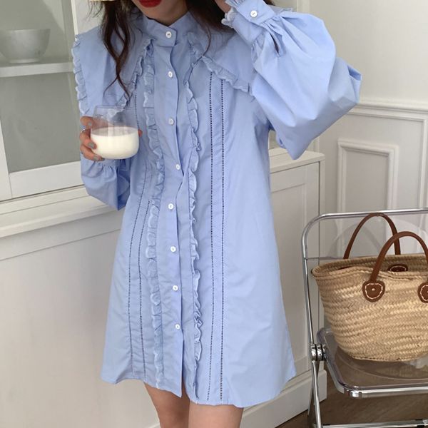spring korean chic office lady turn down collar solid color single breasted long sleeve loose ruffles shirt dress 16f0980 210510, Black;gray
spring korean chic office lady turn down collar solid color single breasted long sleeve loose ruffles shirt dress 16f0980 210510, Black;gray