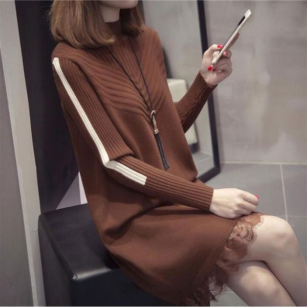 casual dresses 2021 elegant knit wool dress long sleeve autumn winter bottom women sweet lace female vestidos femenino, Black;gray
casual dresses 2021 elegant knit wool dress long sleeve autumn winter bottom women sweet lace female vestidos femenino, Black;gray