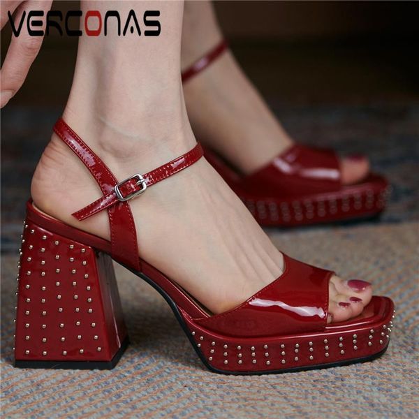 dress shoes verconas 2021 fashion concise women sandals rivets platforms thick heels summer pumps genuine leather party prom woman, Black
dress shoes verconas 2021 fashion concise women sandals rivets platforms thick heels summer pumps genuine leather party prom woman, Black