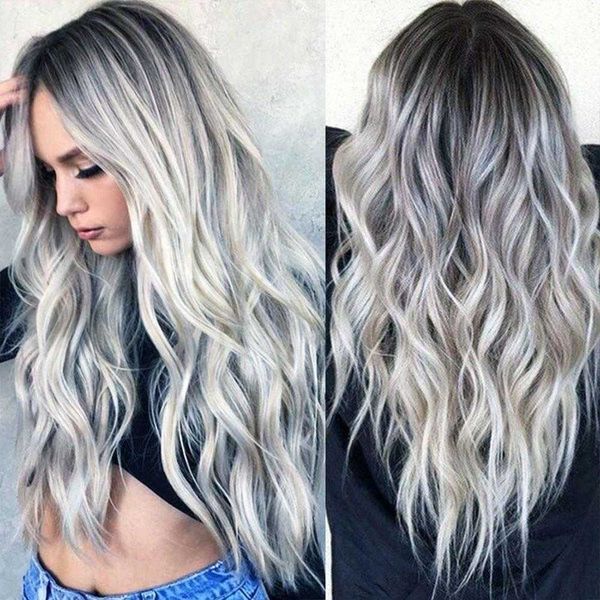 2021 bleaching dyeing medium and long curly hair cos gray gradient animation wig multicolor female chemical fiber headgear, Black
2021 bleaching dyeing medium and long curly hair cos gray gradient animation wig multicolor female chemical fiber headgear, Black