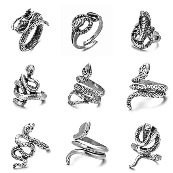 cluster rings retro punk snake ring for men women exaggerated antique silver color opening adjustable anillo hombre bijoux, Golden;silver 
cluster rings retro punk snake ring for men women exaggerated antique silver color opening adjustable anillo hombre bijoux, Golden;silver