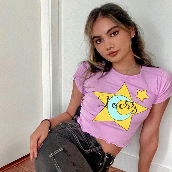 women's t-shirt aesthetic pink ruched cute crop women summer 2021 harajuku star moon print t shirts short sleeve 90s ladies kawaii clo, White
women's t-shirt aesthetic pink ruched cute crop women summer 2021 harajuku star moon print t shirts short sleeve 90s ladies kawaii clo, White