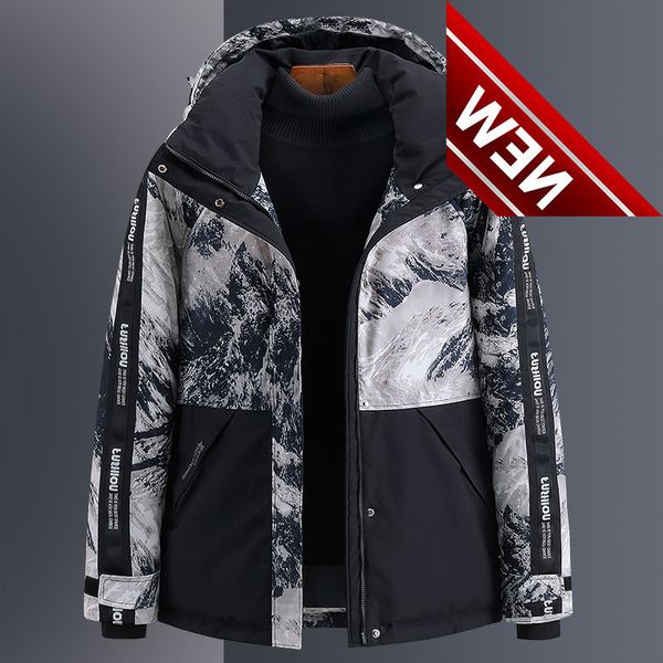 2021 men's winter down jacket warm fashion hooded white duck anorak youthful glacier contrast color parka coat, Black
2021 men's winter down jacket warm fashion hooded white duck anorak youthful glacier contrast color parka coat, Black