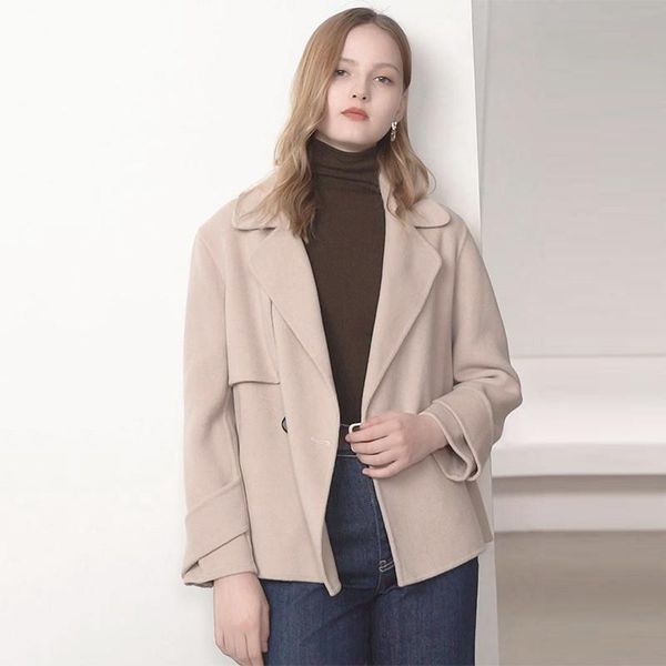 women's wool & blends sparsil short pure coat women winter double-faced woolen coats elegant office lady warm overcoats fashion casual, Black
women's wool & blends sparsil short pure coat women winter double-faced woolen coats elegant office lady warm overcoats fashion casual, Black