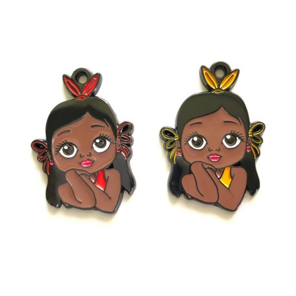 charms 5pcs afro black little girl enamel for bracelet making pendant woman jewelry bangle necklace keychain items, Bronze;silver
charms 5pcs afro black little girl enamel for bracelet making pendant woman jewelry bangle necklace keychain items, Bronze;silver