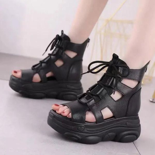 summer hole sandals lace-up high-heeled roman women's shoes thick-soled ethnic mother retro boots, Black
summer hole sandals lace-up high-heeled roman women's shoes thick-soled ethnic mother retro boots, Black