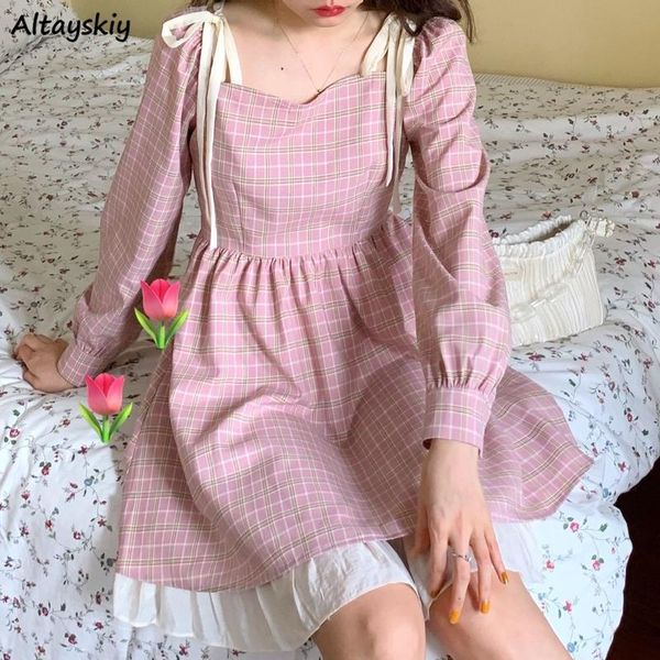plaid mini dresses women draped lace-up spring pink korean style cute retro square collar picnic vestido feminino holiday slim casual, Black;gray
plaid mini dresses women draped lace-up spring pink korean style cute retro square collar picnic vestido feminino holiday slim casual, Black;gray