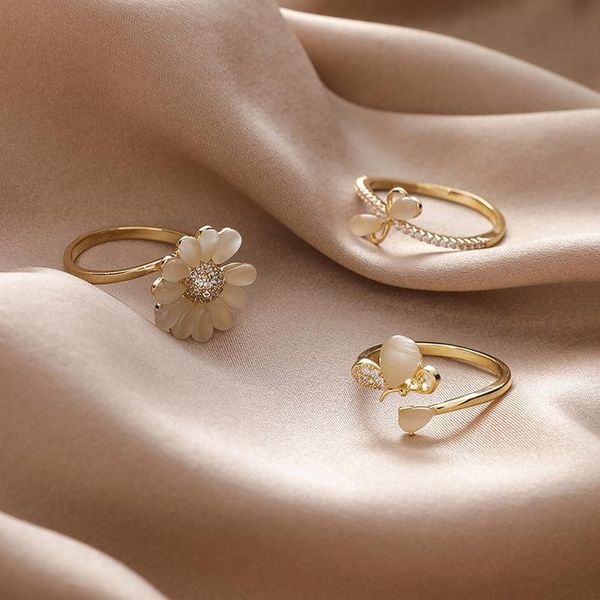 cluster rings temperament sparkly opal butterfly flower open for women girl gold color alloy adjustable charm wedding jewelry gift, Golden;silver
cluster rings temperament sparkly opal butterfly flower open for women girl gold color alloy adjustable charm wedding jewelry gift, Golden;silver