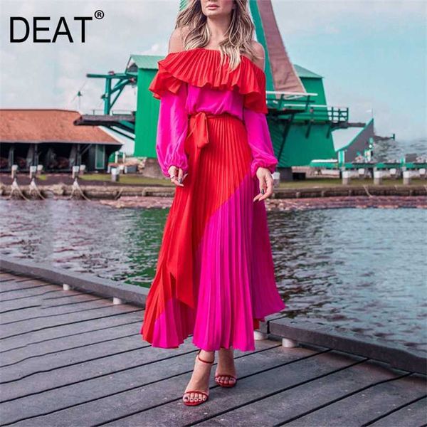 deat woman long sleeve dress hit color pleated ruffed with sashes slim slash neck casual style autumn fashion 15ht170 211023, Black;gray
deat woman long sleeve dress hit color pleated ruffed with sashes slim slash neck casual style autumn fashion 15ht170 211023, Black;gray
