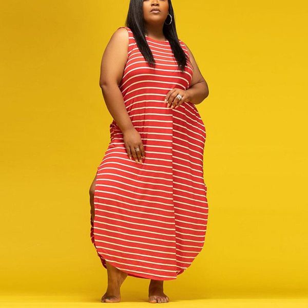casual dresses red striped dress large big size loose pullovers sleeveless side split ankle length fashion daily wear cloth long 2021, Black;gray
casual dresses red striped dress large big size loose pullovers sleeveless side split ankle length fashion daily wear cloth long 2021, Black;gray