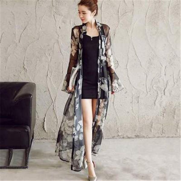 women's knits & tees korean plus size thin flower printed chiffon cardigan women maxi poncho 2021 summer fashion female long kimonos ou, White
women's knits & tees korean plus size thin flower printed chiffon cardigan women maxi poncho 2021 summer fashion female long kimonos ou, White