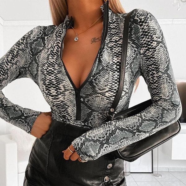 women's suits & blazers neckline snake print zipper high waist one-piece long sleeve autumn and winter bottoming shirt slim, White;black
women's suits & blazers neckline snake print zipper high waist one-piece long sleeve autumn and winter bottoming shirt slim, White;black