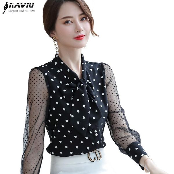naviu polka dot transparent mesh shirt breathable soft tie hollow out blouse women female wear casual style office lady women's blouse, White
naviu polka dot transparent mesh shirt breathable soft tie hollow out blouse women female wear casual style office lady women's blouse, White