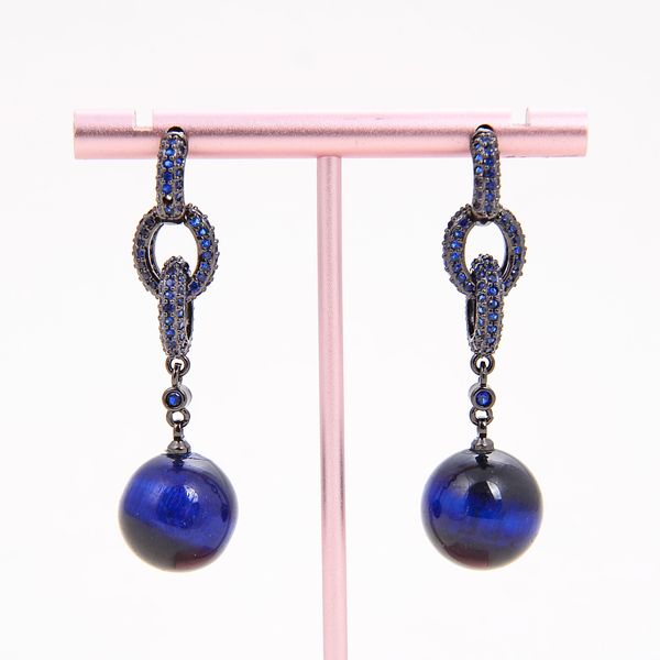 guaiguai jewelry round blue tiger eye colbalt cz pave ring earrings handmade for women real gems stone lady fashion jewellry, Silver
guaiguai jewelry round blue tiger eye colbalt cz pave ring earrings handmade for women real gems stone lady fashion jewellry, Silver