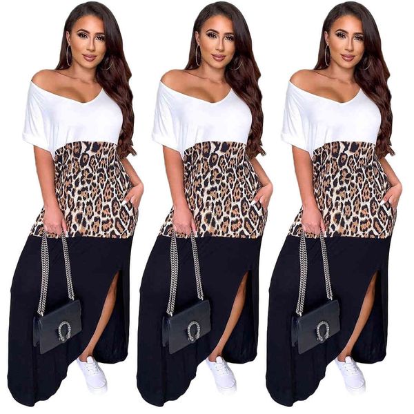 women leopard print short sleeve side split slim maxi dress party club side pocket floor length beach long dresses, Black;gray
women leopard print short sleeve side split slim maxi dress party club side pocket floor length beach long dresses, Black;gray