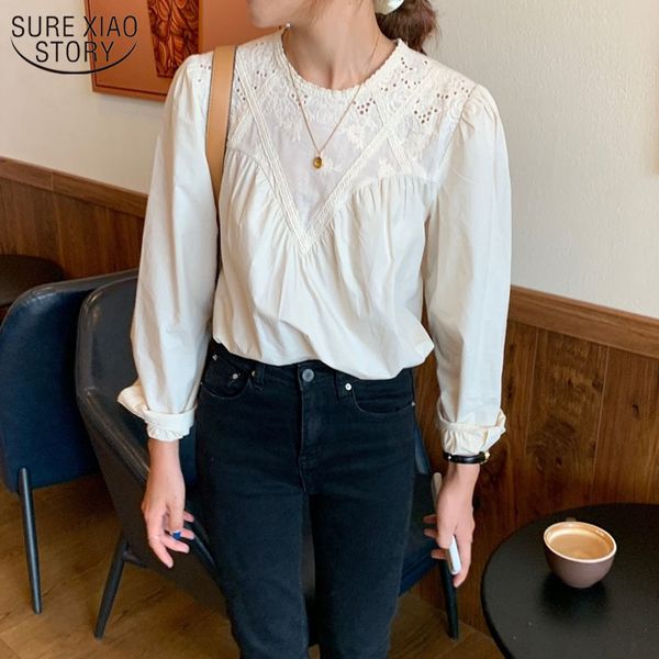 early spring sweet embroidered flower long sleeve women's shirts round neck loose pullover puff fashion female 13065 210508, White
early spring sweet embroidered flower long sleeve women's shirts round neck loose pullover puff fashion female 13065 210508, White