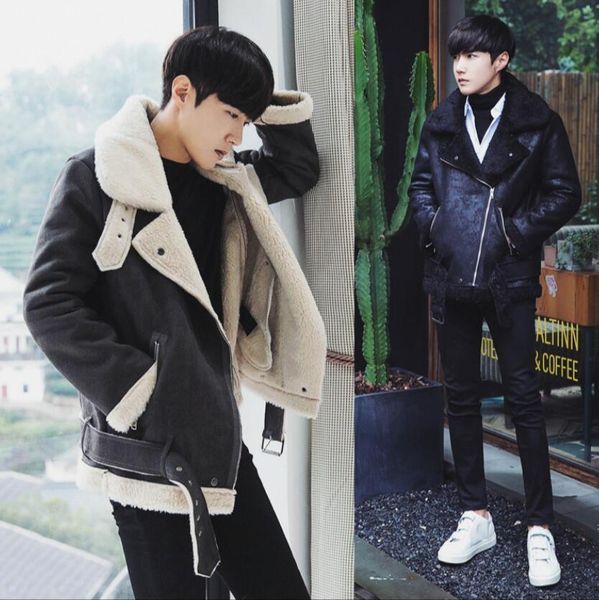 m-xxl winter warm fur collar suede faux leather men's korean motorcycle casual jacket coat lamb fashion cotton clothing, Black
m-xxl winter warm fur collar suede faux leather men's korean motorcycle casual jacket coat lamb fashion cotton clothing, Black