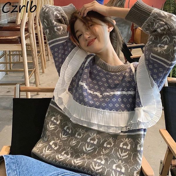 women's sweaters oversize vintage pullovers women winter patchwork sweet o-neck trendy french style cozy long sleeve girls warm, White;black
women's sweaters oversize vintage pullovers women winter patchwork sweet o-neck trendy french style cozy long sleeve girls warm, White;black