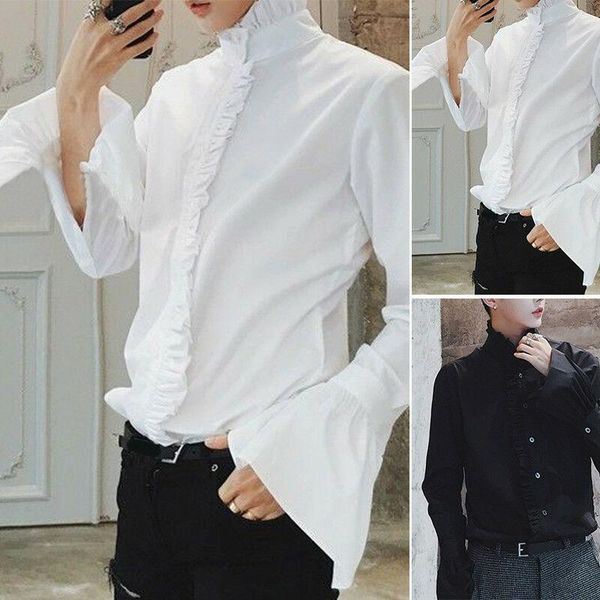 men's casual shirts victorian men ruffle collar punk puff sleeve vintage premium gothic shirt, White;black
men's casual shirts victorian men ruffle collar punk puff sleeve vintage premium gothic shirt, White;black