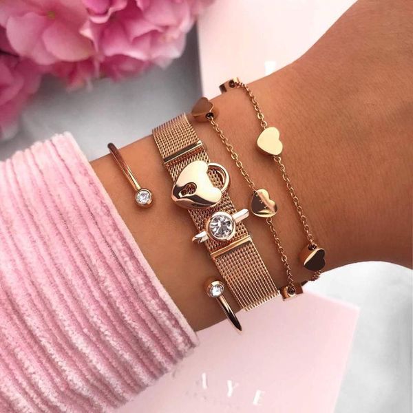 charm bracelets mesh bracelet set stainless steel love lock gold color strap jewelry mother's day gift drop, Golden;silver
charm bracelets mesh bracelet set stainless steel love lock gold color strap jewelry mother's day gift drop, Golden;silver