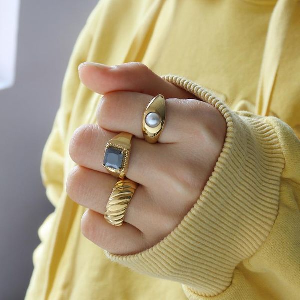 cluster rings luxury women jewelry 2021 signet ring for men 18k gold plated couple with stone black retro stainless steel girls, Golden;silver
cluster rings luxury women jewelry 2021 signet ring for men 18k gold plated couple with stone black retro stainless steel girls, Golden;silver